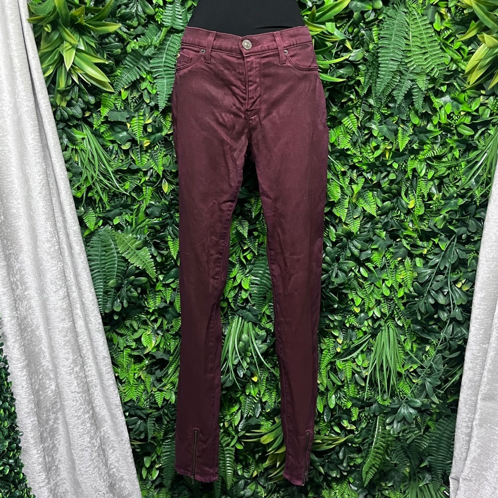 Hudson Jeans Size 29 Burgundy Juliette Refine Super Skinny Zipper Ankle 3436 - Picture 2 of 12